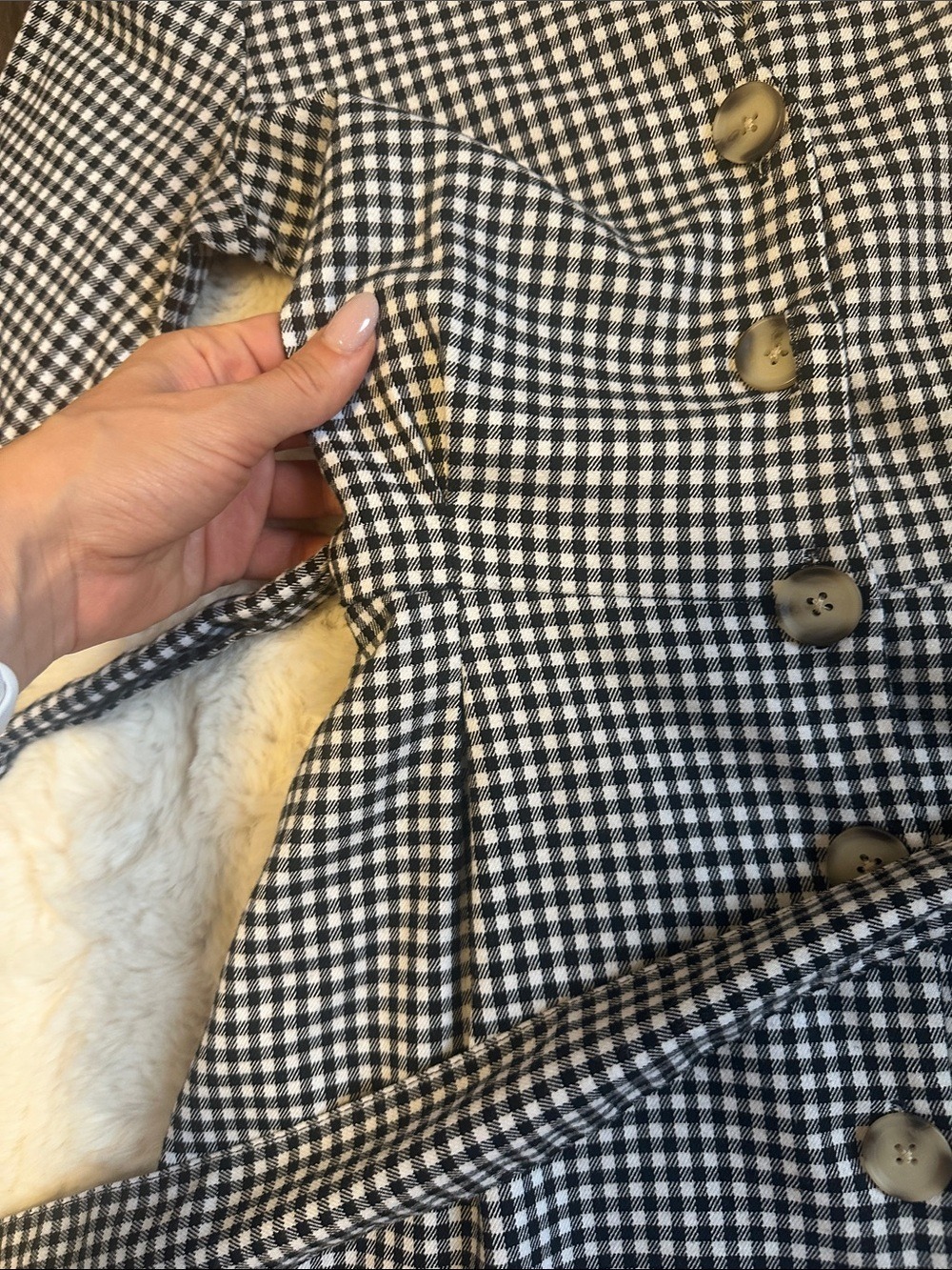 MANGO Black and White Gingham Button-Front Women's Dress size 2 - Picture 4 of 6